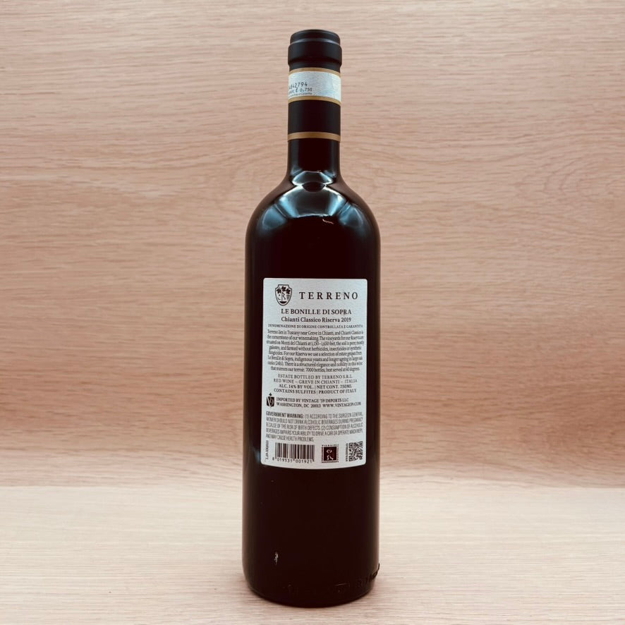 Terreno, "Le Bonille di Sopra," Chianti Classico Riserva, Italy, Sangiovese, 2019