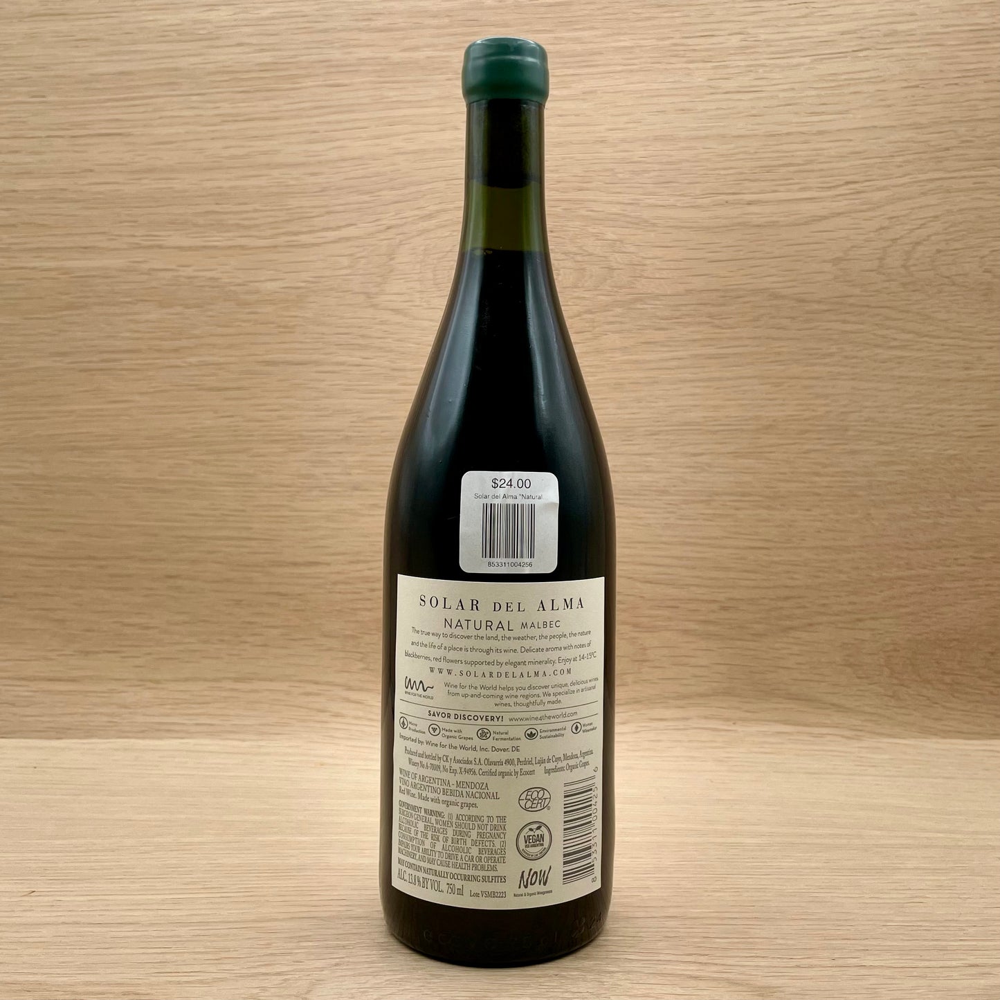 Solar del Alma, "Natural," Mendoza, Argentina, Malbec, 2023