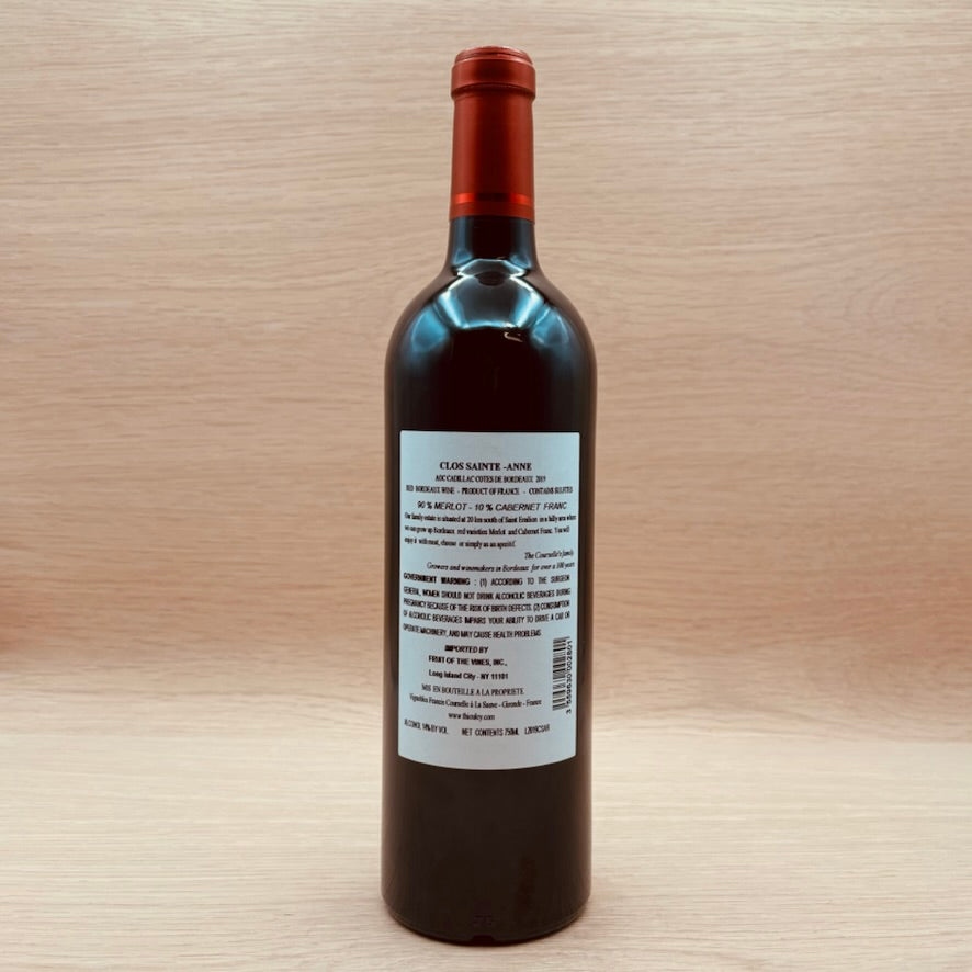 Marie & Sylvie Courselle, "Clos Sainte Anne," Cadillac, France, Merlot Blend, 2020