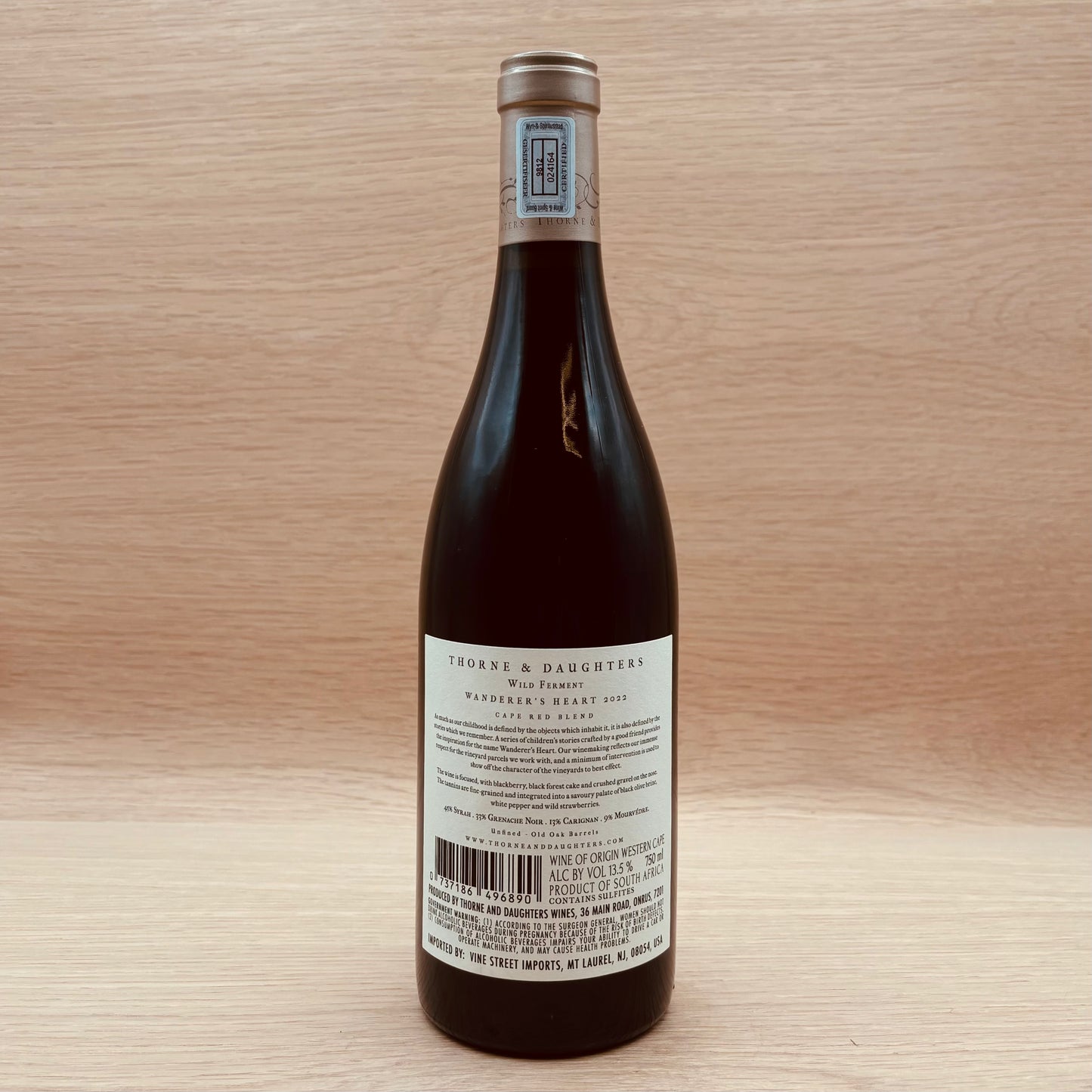 Thorne and Daughters, "Wanderer's Heart," Western Cape, South Africa, Red Blend, 2022