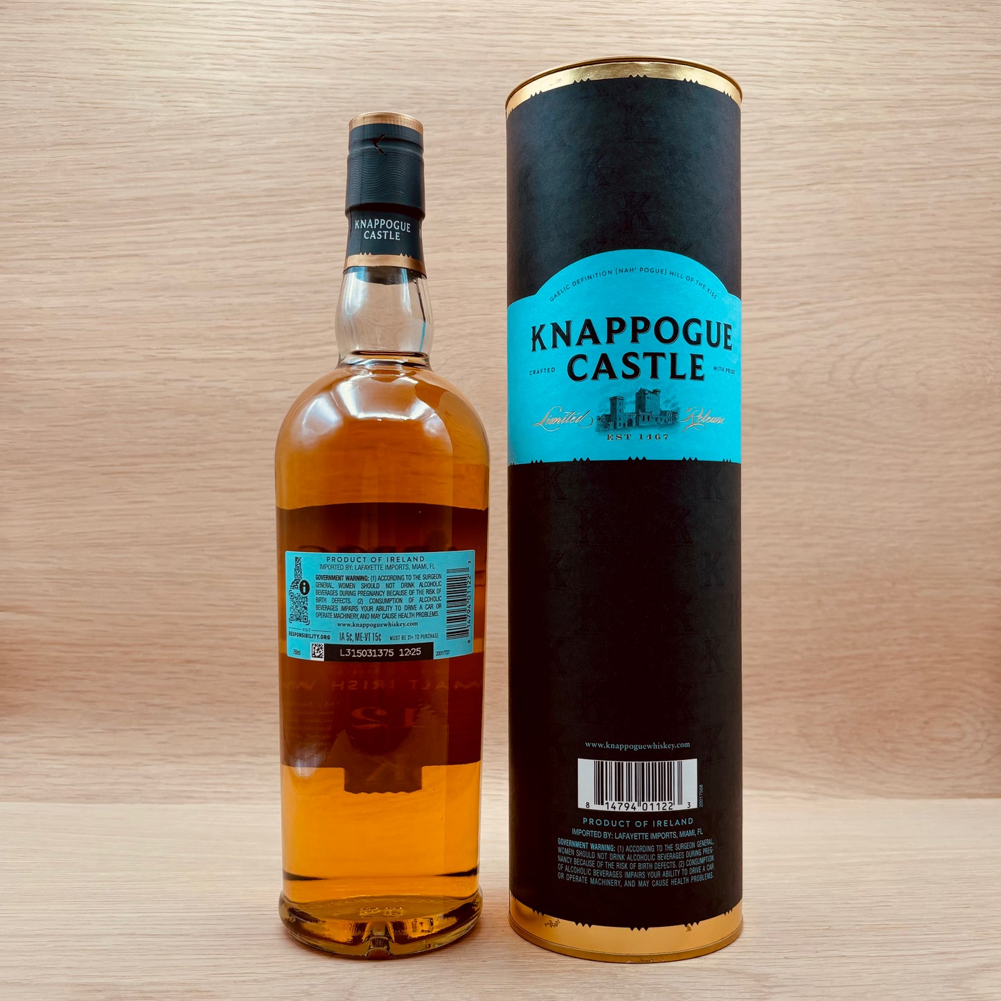 Knappogue Castle, "Bourbon Cask Matured," 12 Year Single Malt Irish Whiskey