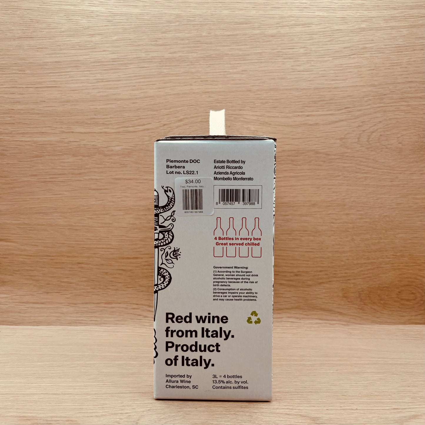 Fred, Piemonte, Italy, Barbera, 2022 Bag in Box 3L