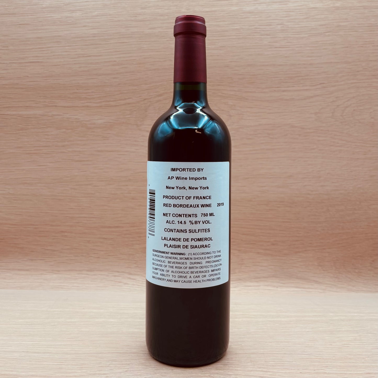 Plaisir de Siaurac, "Lalande de Pomerol," France, Merlot Blend, 2019