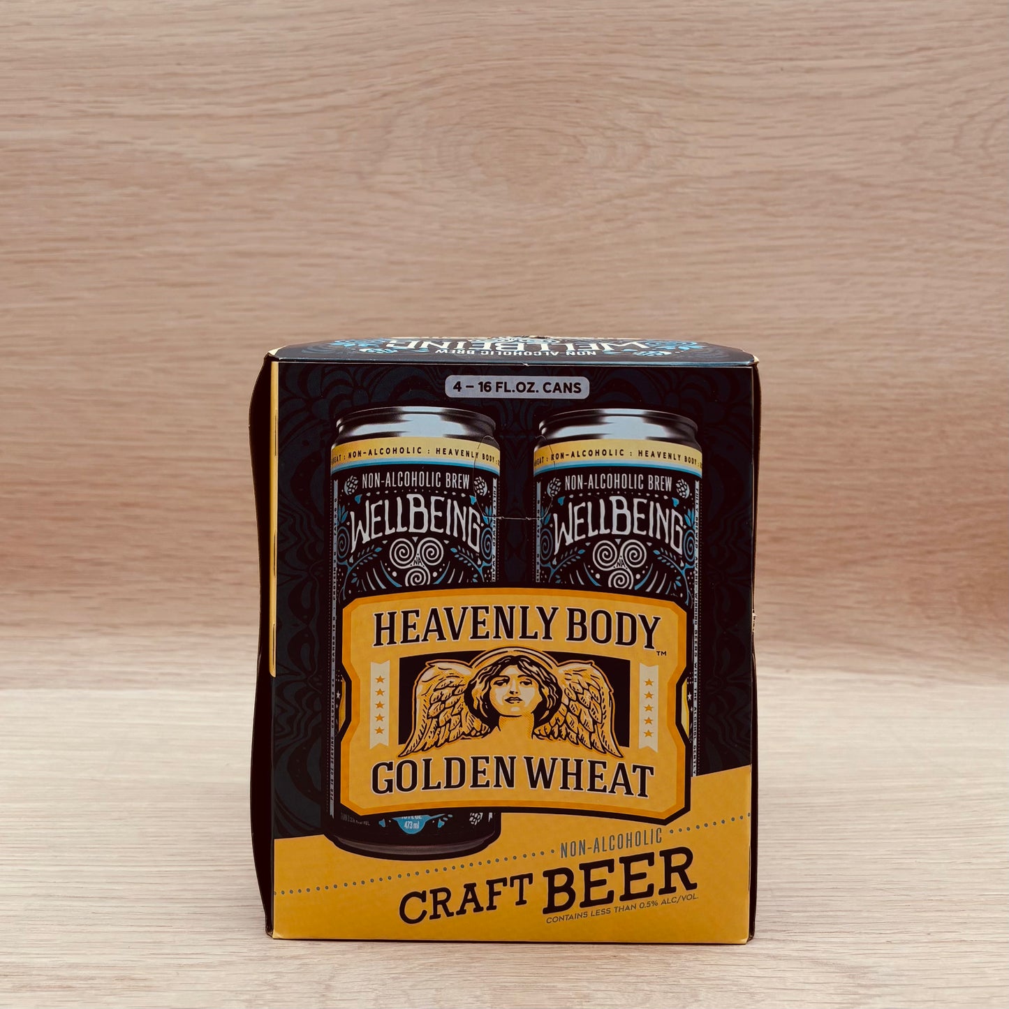 Wellbeing, "Heavenly Body Golden Wheat," Non Alcoholic Beer 4 pack