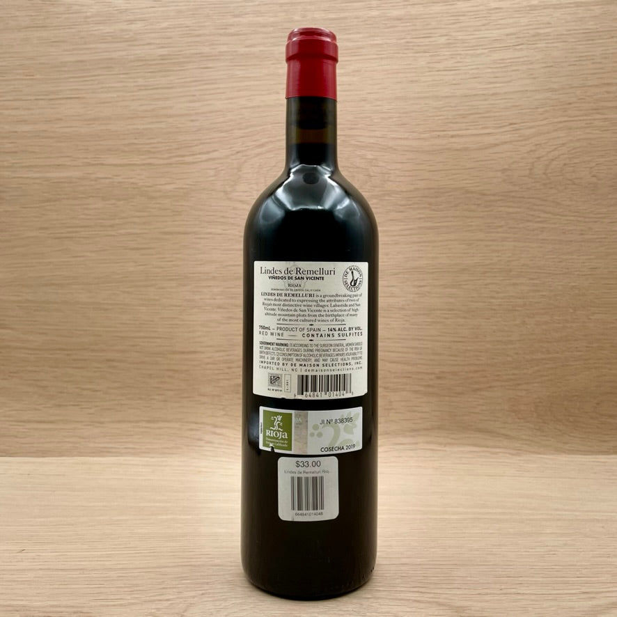 Lindes de Remelluri, "San Vicente," Rioja, Spain, Tempranillo, 2019