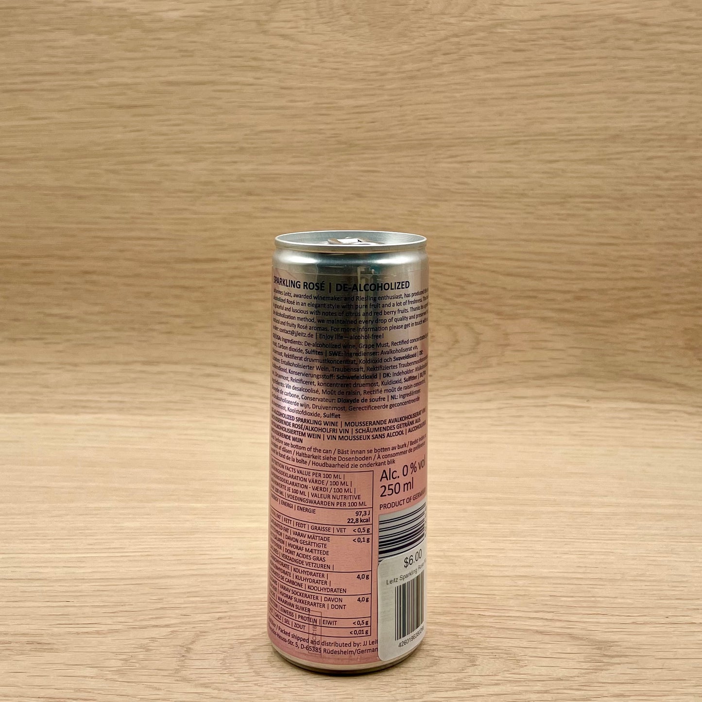 Leitz, "Sparkling Rose," Rheingau, Germany, Pinot Noir, Non-Alcoholic, 250ml can