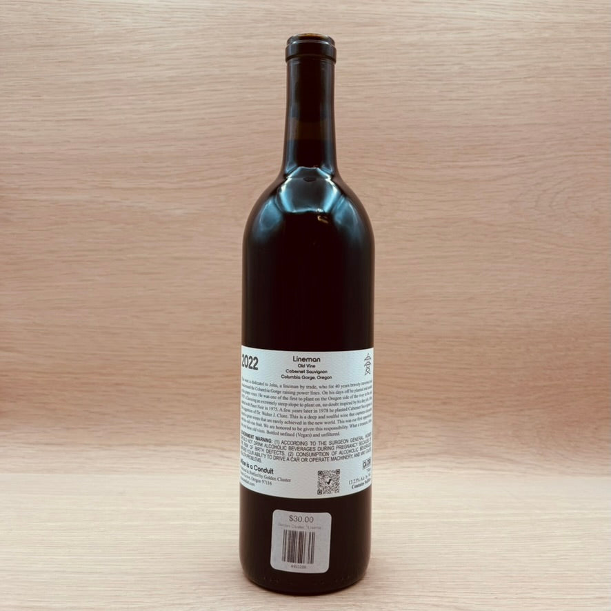 Golden Cluster, "Lineman Old Vine," Columbia Gorge, Oregon, Cabernet Sauvignon, 2022