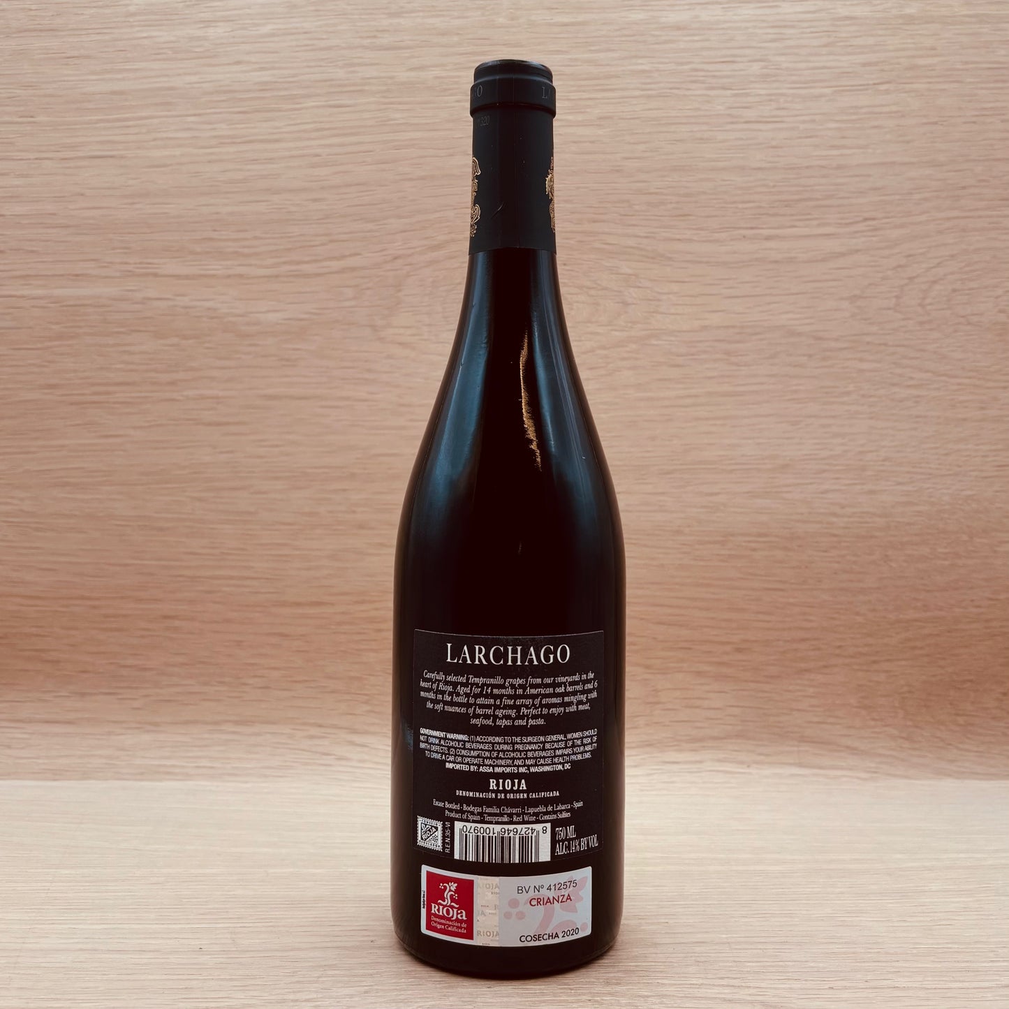 Larchago, "Crianza," Rioja, Spain, Tempranillo, 2020