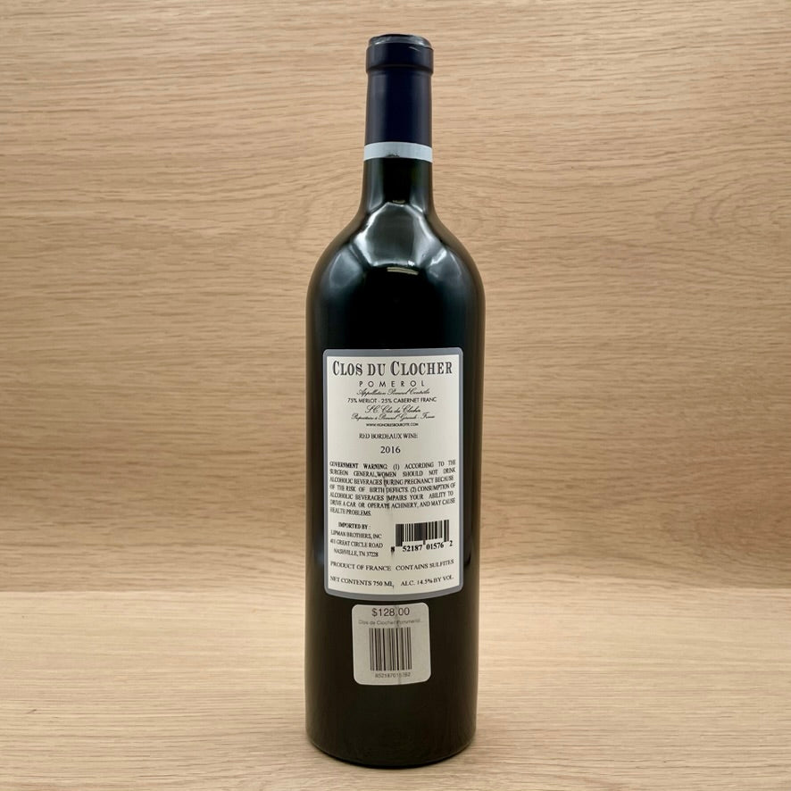 Clos du Clocher, Pomerol, France, Merlot blend, 2016