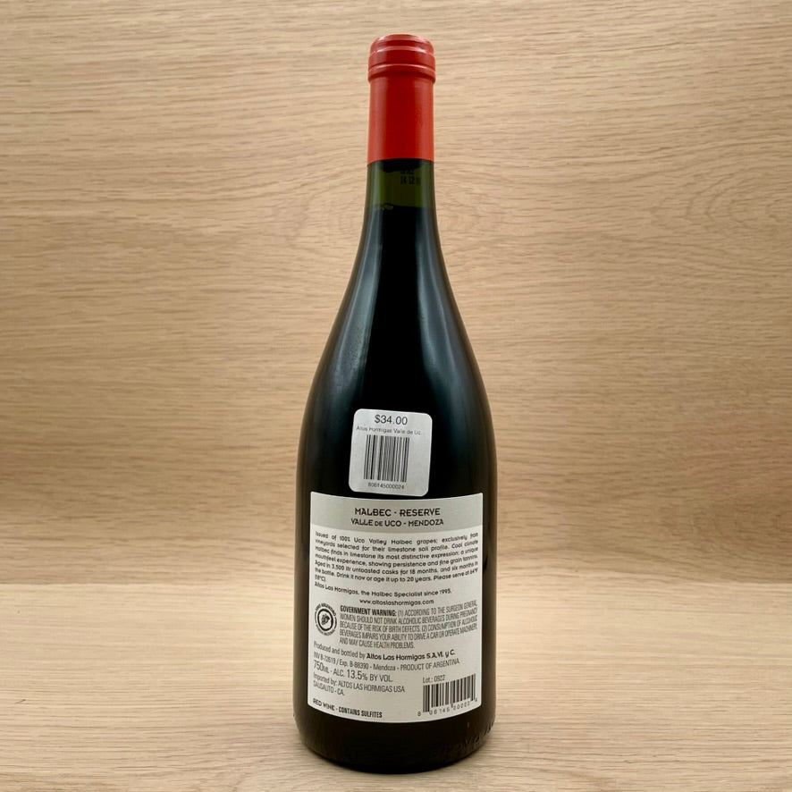 Altos Las Hormigas, "Reserve," Valle de Uco, Argentina, Malbec, 2020