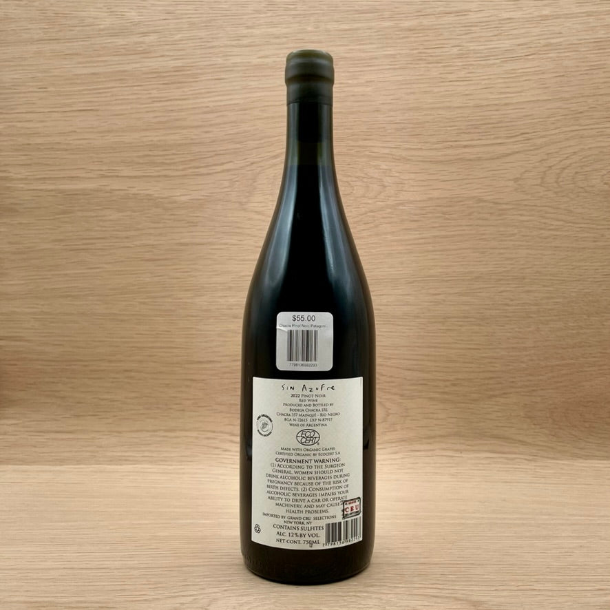 Chacra, "Sín Azufre," Patagonia, Argentina, Pinot Noir, 2022