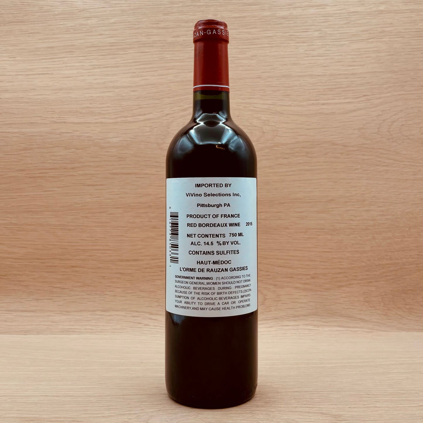 L'Orme de Rauzan Gassies, Haut Medoc, France, Merlot Blend, 2015