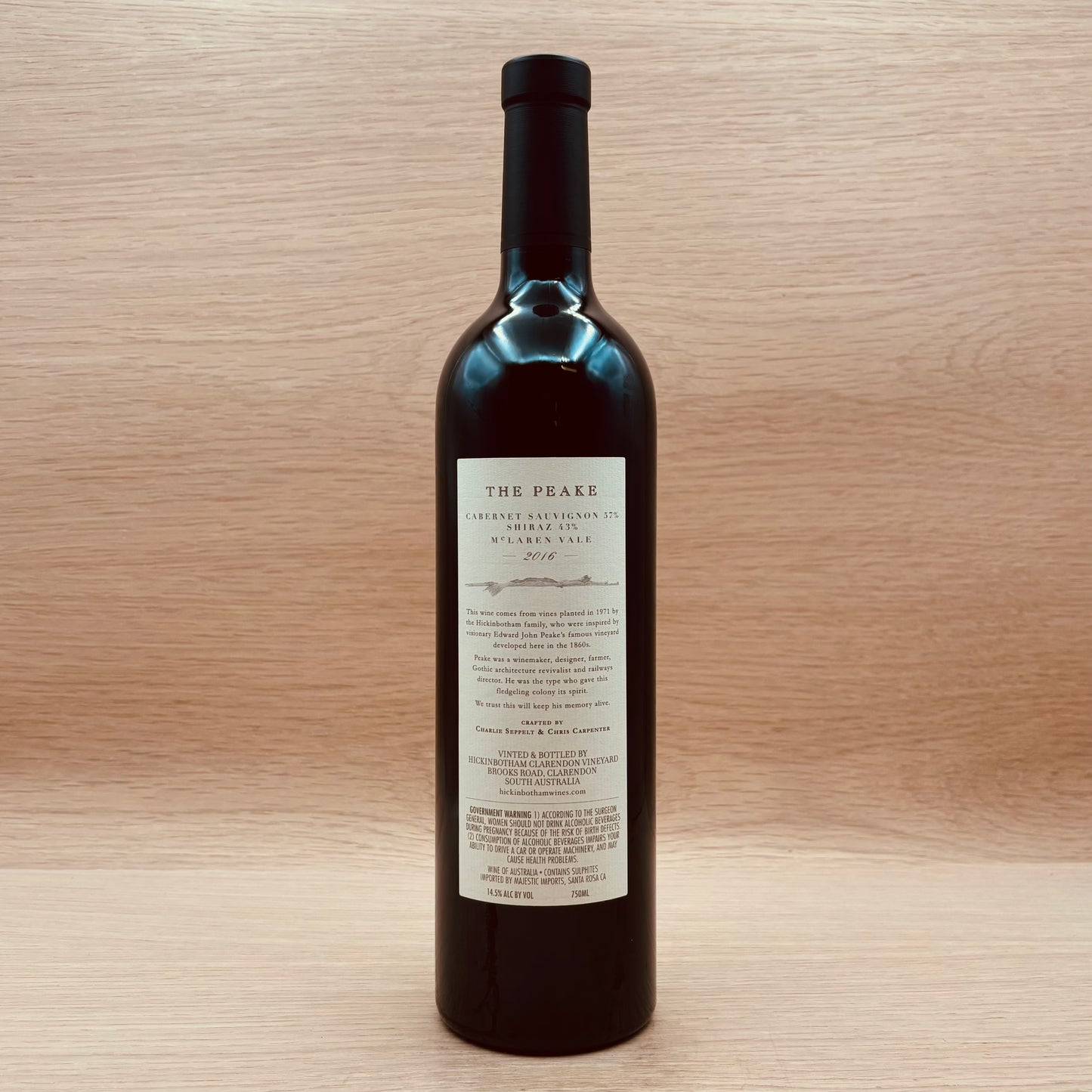 Hickinbotham, "The Peake," McLaren Vale, Australia, Cabernet Shiraz, 2016